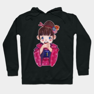 Watercolor - Japanese traditional girl Hoodie